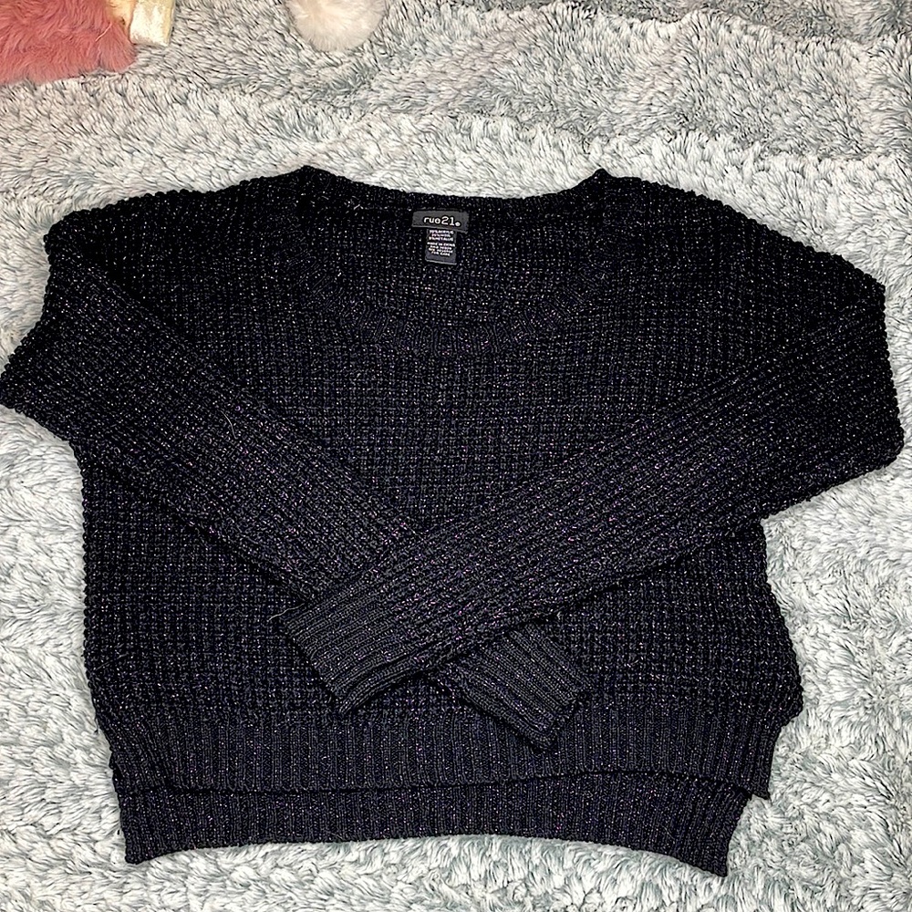 Black with tint of Purple Crop Sweater